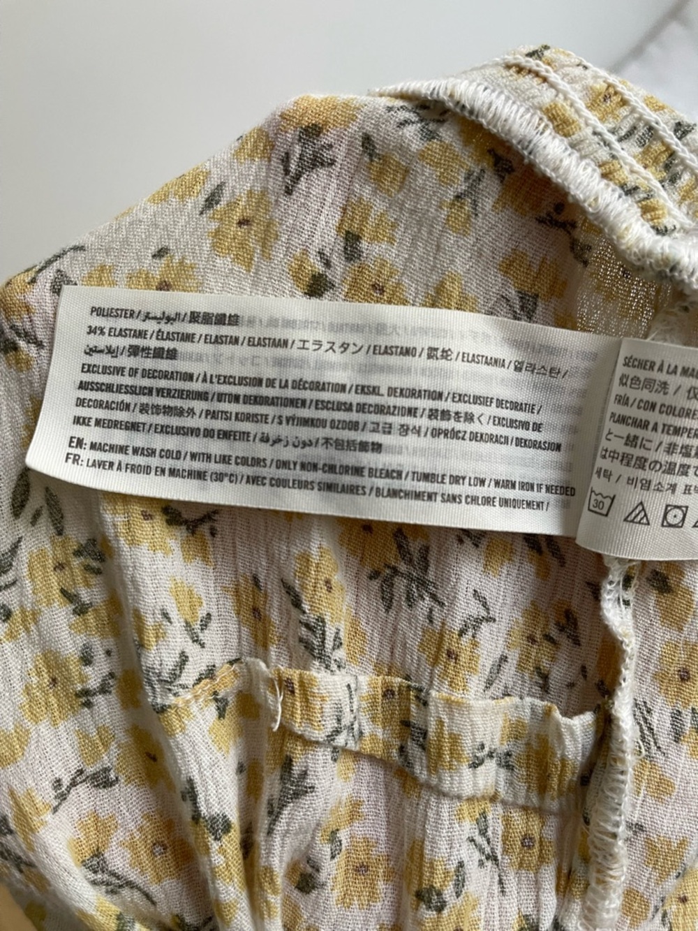 Abercrombie & Fitch Cream Floral Smocked Crop Blouse Yellow Green Cottagecore - Picture 4 of 12